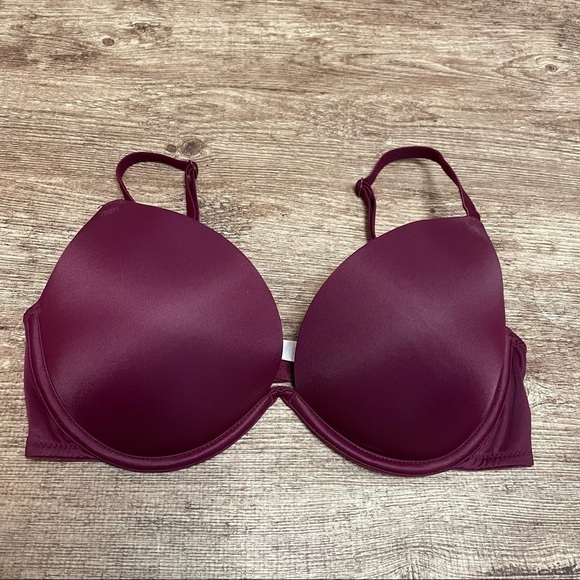 Victoria's Secret Pink Maroon Wear Everywhere Push Up Bra Size 34C - Picture 1 of 3